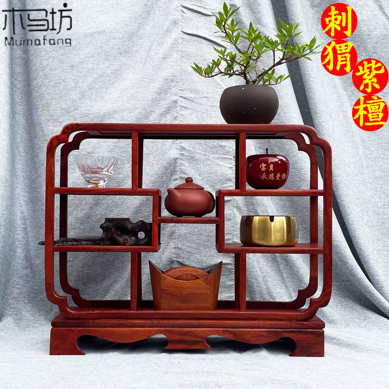 实木博古架茶叶置物架中式复古多宝格客厅茶室摆件收纳架装饰架
