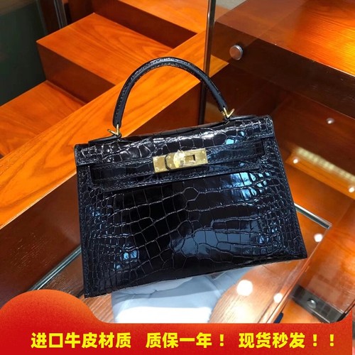 鳄鱼纹凯莉包女二代包凯丽包真皮
