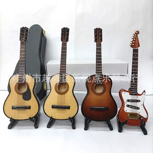 跨境独立站专供木制吉他模型工艺品摆件摄影道具娃娃屋配件