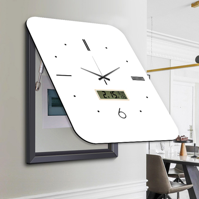 竖款电表箱装饰画竖版带钟表现代简约配电箱遮挡挂画万年历时钟画