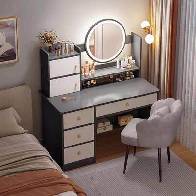 梳妆台卧室现代简约梳妆柜收纳柜一体化妆桌化妆镜出租屋主卧床头