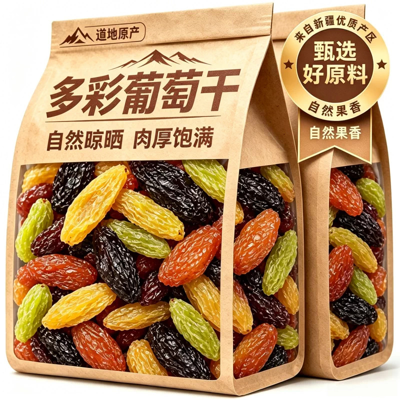 新疆吐鲁番混合五色提子干多彩葡萄果干蜜饯特产干果零食四色新鲜