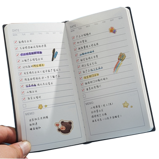 每日计划本a6自填式时间管理简约ins风可爱女生款小号随身便携日记手账本todolist自律打卡软皮记事笔记本子