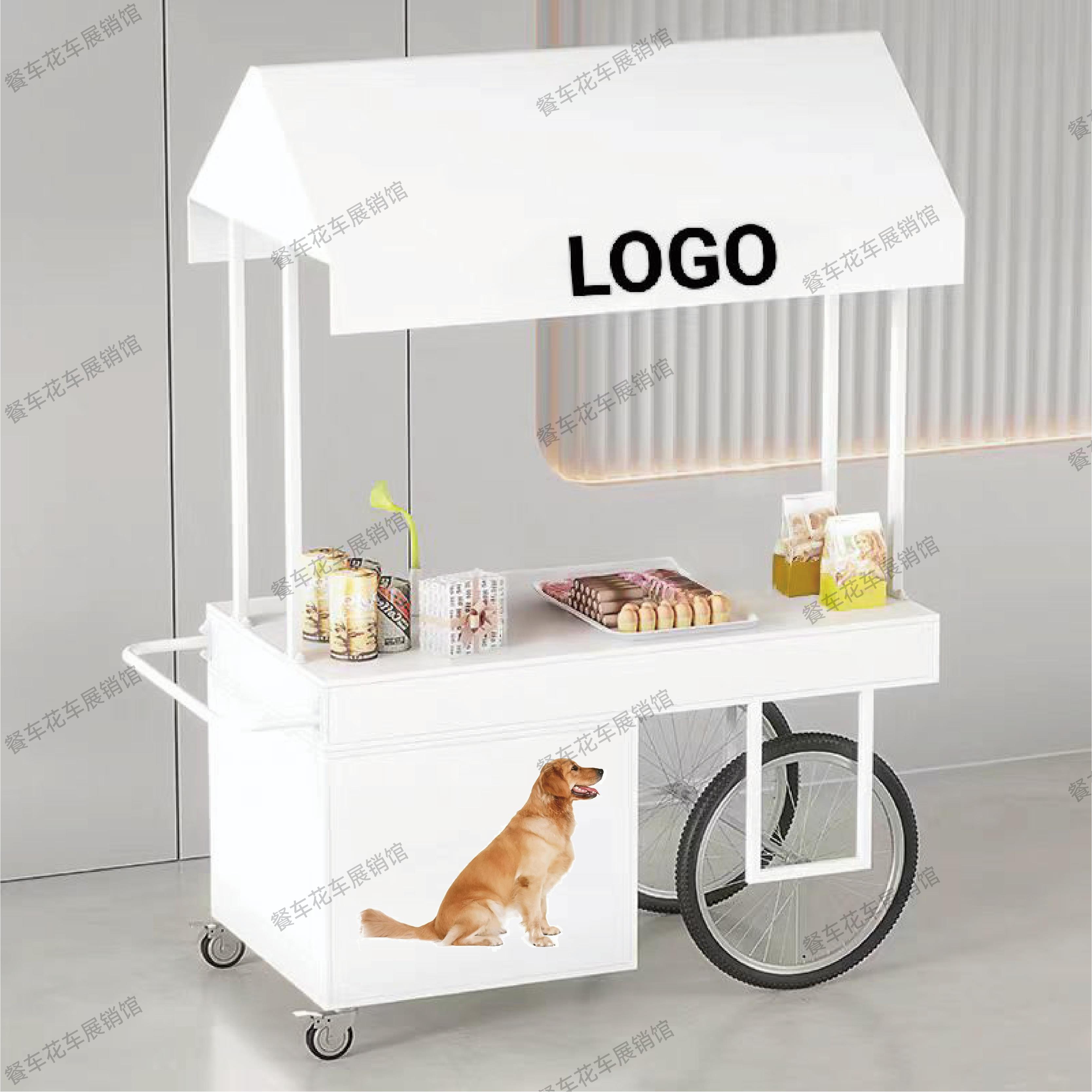 铁艺摆摊小推车移动地摊小吃车展示架夜市花车户外集市摊位促销车