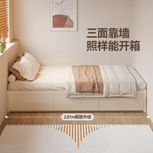 无床头储物实木床小户型卧室次卧榻榻米1.35米1米5侧开 气压高箱