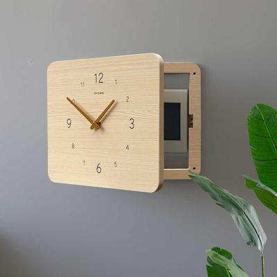 原木风电表箱装饰画带钟表挂钟挂画电闸配电箱遮挡时钟免打孔遮丑