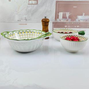 陶瓷双耳碗高颜值吃螺蛳粉专用碗釉下彩餐具拌饭汤面碗家用沙拉碗