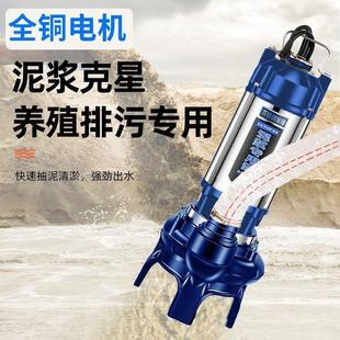 泥浆泵家用养殖场鱼塘清淤泥220V污水泵抽泥浆泵化粪池泵抽粪水泵