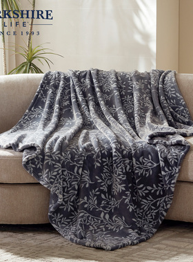 BERKSHIRE伯克希尔 蓝竺牛奶绒居家毛毯印花四季保暖加厚冬季盖毯