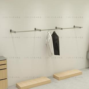 服装 侧挂衣服陈列货架可定制 店展示架墙上壁挂不锈钢网红男女装