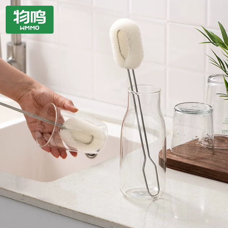 物鸣长柄海绵杯刷奶瓶刷保温杯洗杯子小刷子手柄加长款可替换锅刷