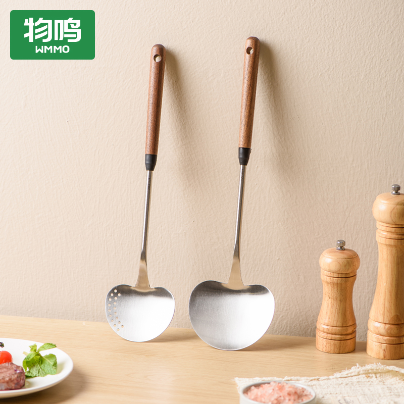 物鸣锅铲胡桃木铲子不粘锅专用炒菜铲子锅铲耐高温炒勺不锈钢饭勺