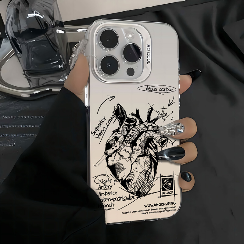 心脏手绘荣耀系列彩银壳男款个性