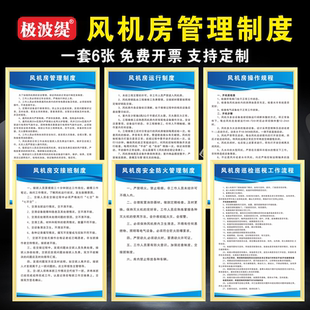 风机房安全管理制度巡视巡查工作流程风机房操作规程安全防火运行交接班管理制度警示提示牌控制室制度上墙