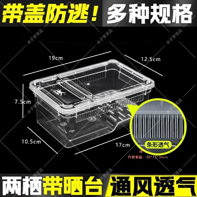 爬宠饲养盒两栖箱小乌龟缸守宫角蛙盒带晒台塑料乌龟盒饲养箱