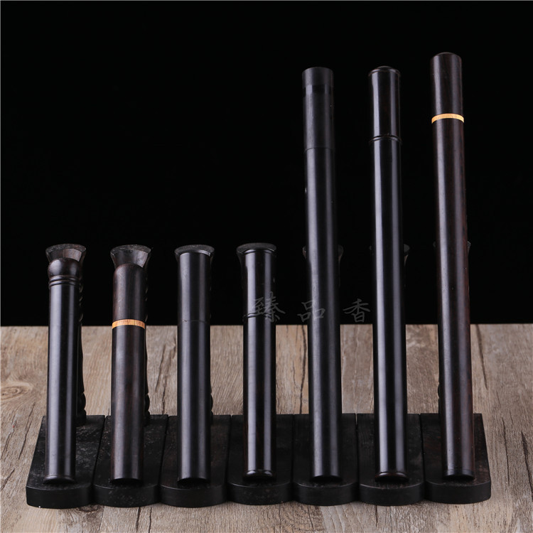 黑檀镶黄杨木香筒 线香桶 带香插整木檀香沉香管个性定作熏香道具