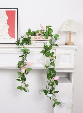 跨境仿真藤条复活节彩蛋藤条 亚马逊家居摆件橱窗装饰仿真绿植