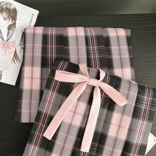 【粉雾海】风吹麦香jk制服原创格裙学院风女百褶裙短裙黑粉学生短