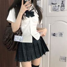风吹麦香原创jk正版长袖收腰衬衫套装学院风制服白衬衫辣妹学院风