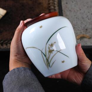 大码 复古风 茶叶罐陶瓷密封罐防潮大号家用放茶叶 茶罐容器半斤装