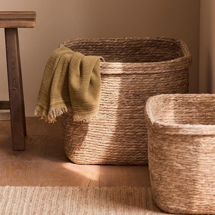 日式藤编草编脏衣服收纳筐家用脏衣篮脏衣篓编织洗衣篮子收纳篮