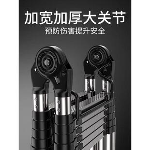 梯子家用人字梯5米六米电工专用伸缩梯升降工程梯加厚直梯不锈钢