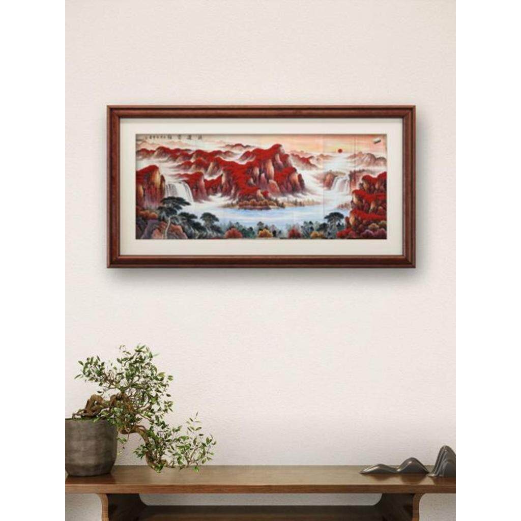手绘真迹山水客厅沙发背景墙客厅公司办公室鸿运当头挂画装饰画