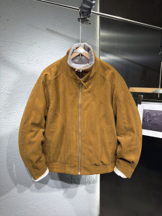 2026新款秋冬季男士鹿皮绒加毛加厚潮牌夹克外套潮流机车服上衣