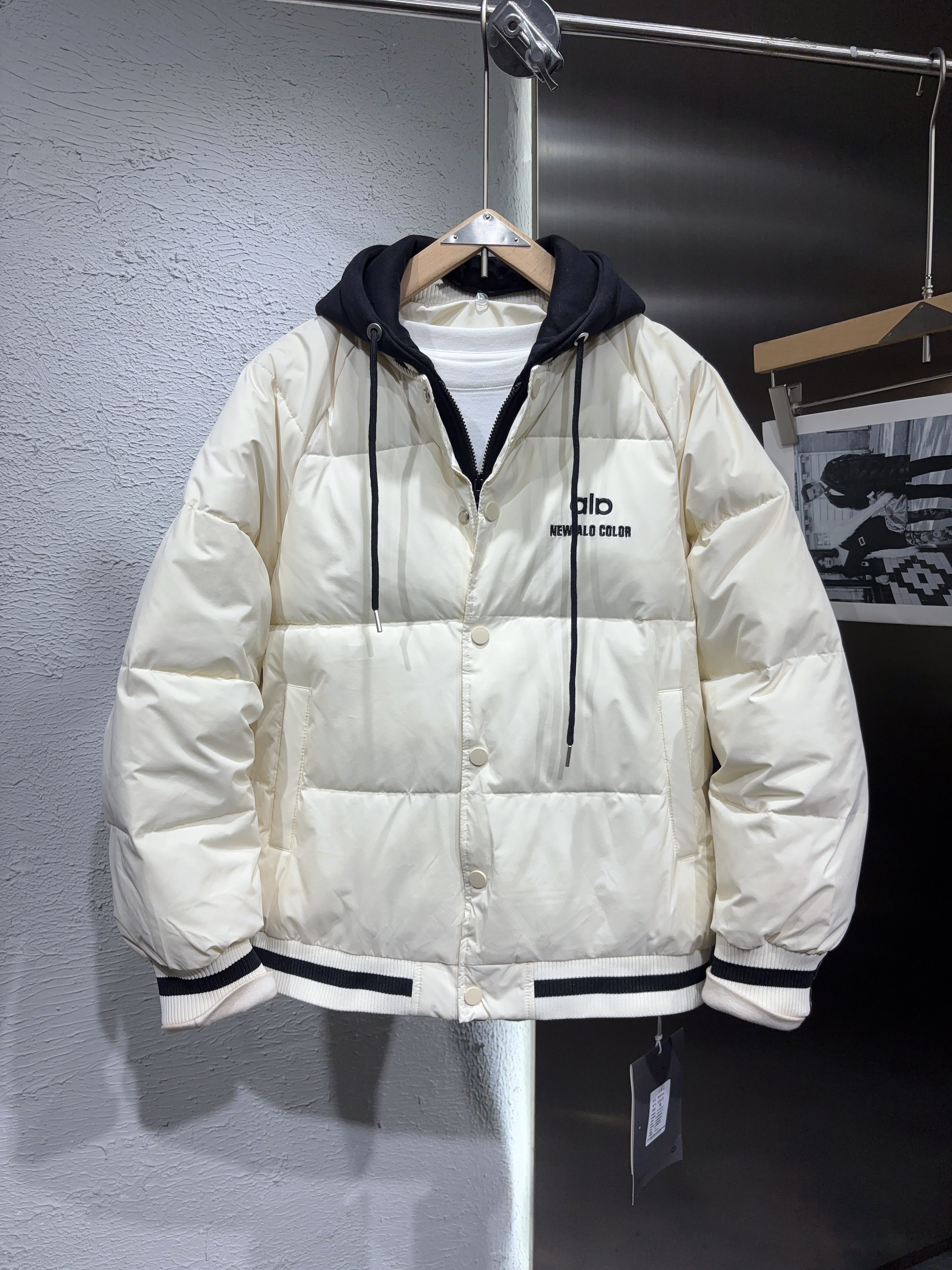 2025新款冬季美式假两件连帽加厚棉衣外套男女款棉服上衣潮牌棉袄