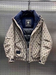 2025新款冬季加厚保暖白鸭绒羽绒服男连帽印花加厚字母青年外套潮