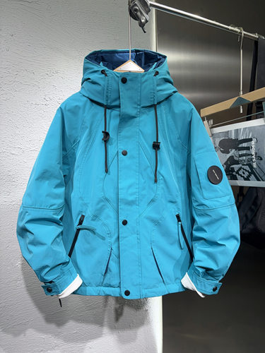 2025新款冬季纯色连帽冲锋衣羽绒服加厚50白鸭绒外套工装宽松外套