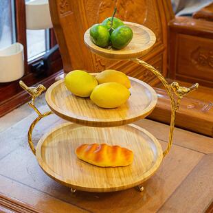 竹制甜品台摆件蛋糕架展示架水果盘点心盘托盘多层果盘木质架子