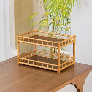 楠竹博古架杯架茶壶茶具收纳架展示架复古中式茶道配件置物架