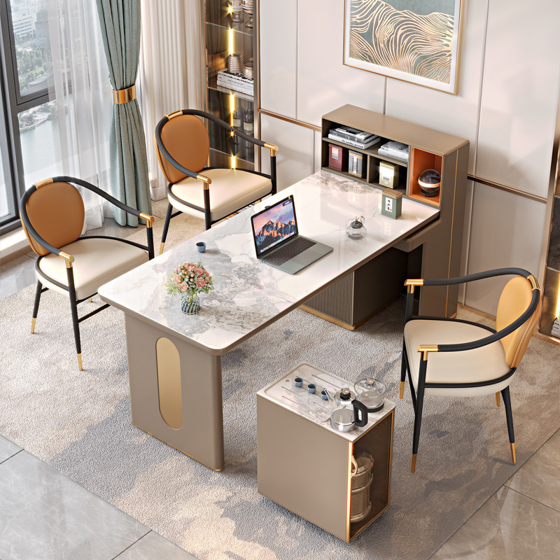 轻奢岩板老板桌办公桌茶桌书桌一体两用组合家用简约高档总裁茶台|ruв категории коммерческий/офисная мебель, офисная мебель, стол, большой стол/начальник бюро - от Buy2taobao.com для оказания профессиональной услуги покупки агента Taobao