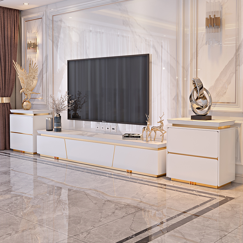轻奢岩板茶几电视柜组合简约现代家用大小户型客厅高级感白色地柜|ruв категории жилой мебели, кабинет, телевизионный шкаф - от Buy2taobao.com для оказания профессиональной услуги покупки агента Taobao