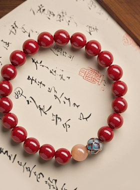 高含量朱砂手串女白鹿同款莲花紫金砂佛珠手链妈妈本命年礼物