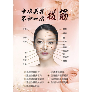 面部拨筋海报面部拨筋好处面护美容院养生会所装饰画贴画广告纸