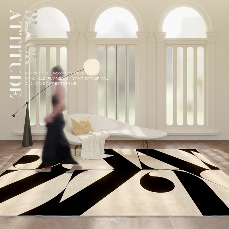 法式黑白线条地毯客厅轻奢极简卧室网红床边毯ins设计师耐脏地垫,居家布艺,地毯,淘宝优惠券,粉丝福利购,淘宝优惠卷