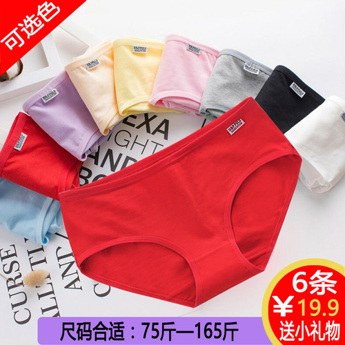 内裤女纯棉舒适抗菌红色本命年