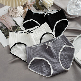 内裤女夏季薄款纯棉透气100%全棉无痕抗菌日系甜美中腰少女生短裤