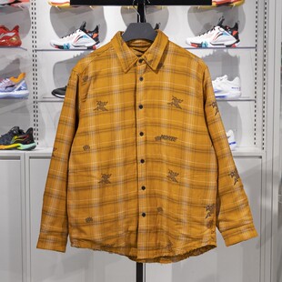 李宁男子短棉服冬季新款反伍系列宽松保暖棉夹克格子外套AJMU127