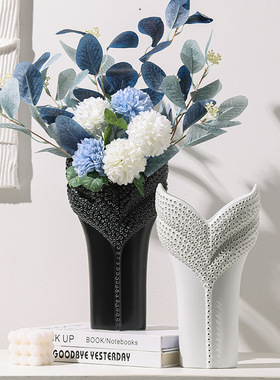 雨彤3D打印制作陶瓷花瓶简约现代黑白色别墅样板房节日礼物