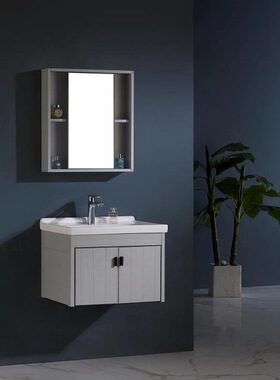 全铝欧风新款灰色浴室柜镜柜吊柜挂墙洗手盆柜60-80