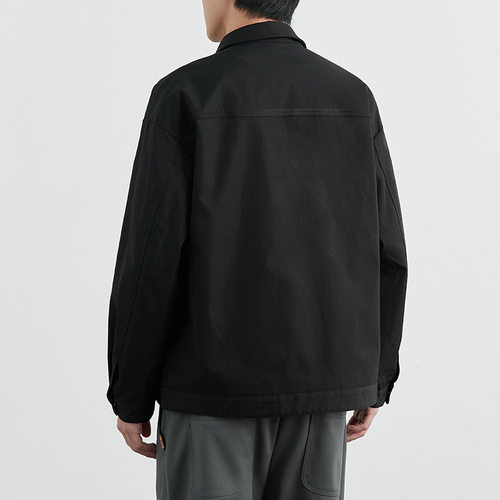 2005男装黑色翻领夹克男2025春季