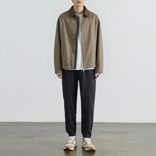 2005麂皮绒拼接男士翻领夹克2025