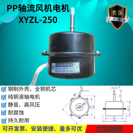 PP轴流风机用电容运转异步电动机 马达220V管道XYZL-250铜芯电机