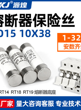 陶瓷保险丝管 RO15 RT18 RT14 熔断器熔芯 1A~32A 10*38 mm