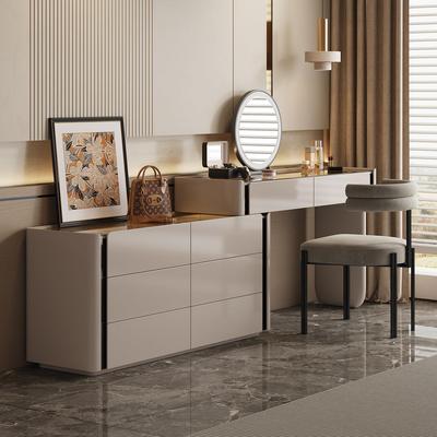 意式极简梳妆台斗柜一体轻奢卧室高级感床尾首饰柜转角伸缩化妆桌