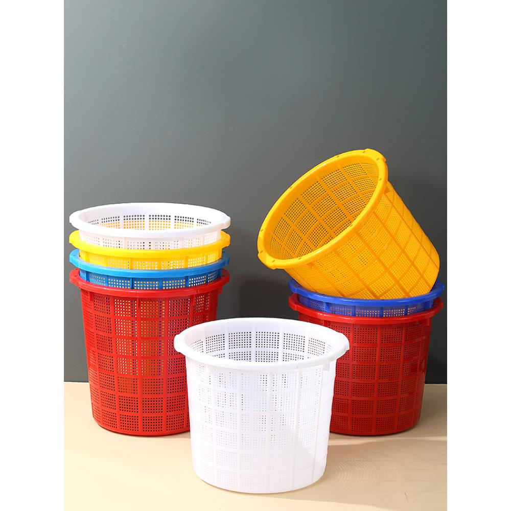 加厚塑料圆箩塑胶圆形周转篓装水果篮装虾鱼筐家用大号衣服收纳筐