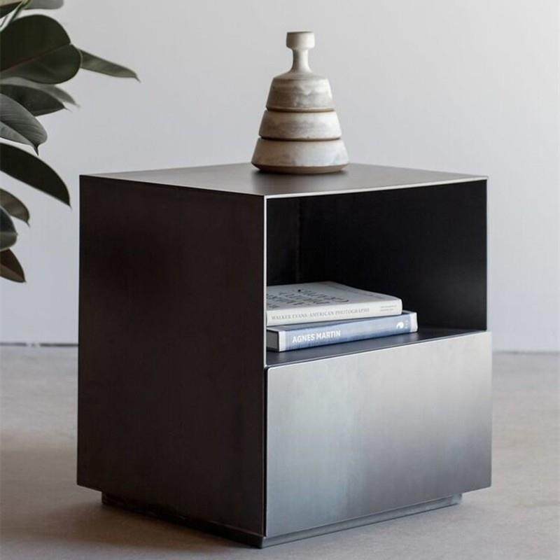意式极简床头柜设计师简约黑色床边柜日式侘寂风赤贫现代高级简约